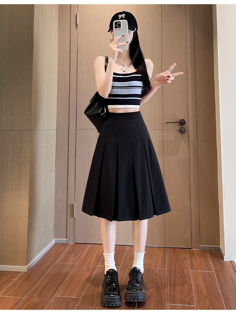 Xueqiman Women's Pleated Blazer Skirt 2026 Summer New High-Waist Slim A-Line Premium Versatile College Style Skirt 14