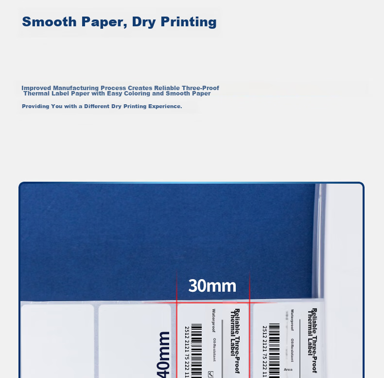 Deli 60*40mm 950 Sheets x 2 Rolls Bering Sea Tri-proof Thermal Labels Food and Apparel Adhesive Printing Paper 12202 [Compatible with 3-inch Label Printer 720C etc.] 10