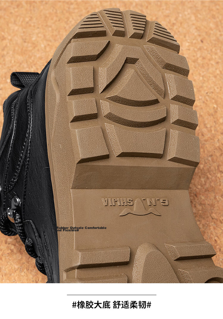 Bull Family Martin Boots Men Autumn Winter Retro British Work Boots High Top Lace-up Casual Short Boots Men's Thick Sole Height Increasing Boots 8