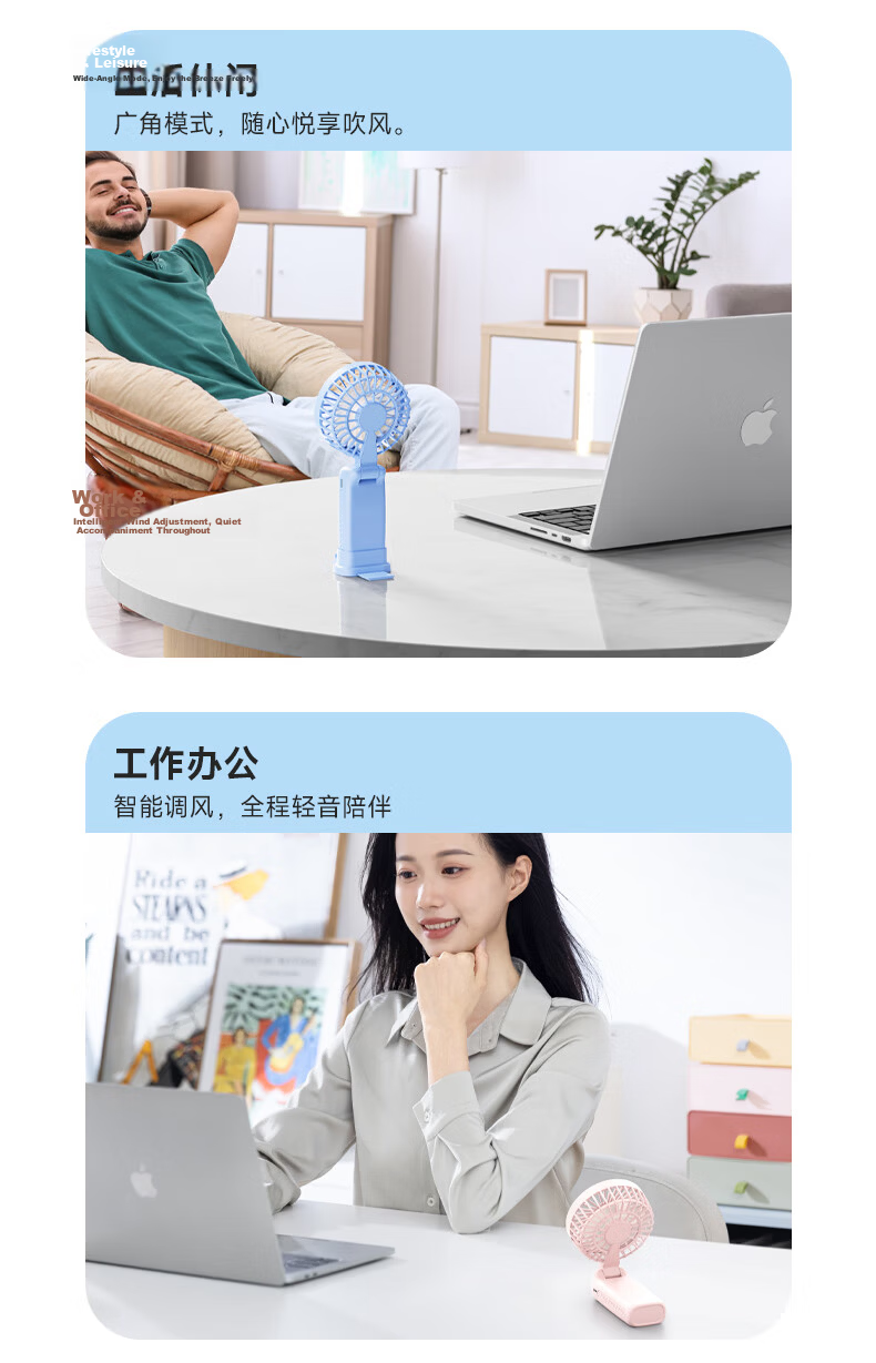 Capeden 5200mAh Large Capacity Handheld Mini Fan, Strong Wind Neck Hanging Fan, Long Battery Life Portable Outdoor Rechargeable Fan for Office Dorm Desktop H01 White 16