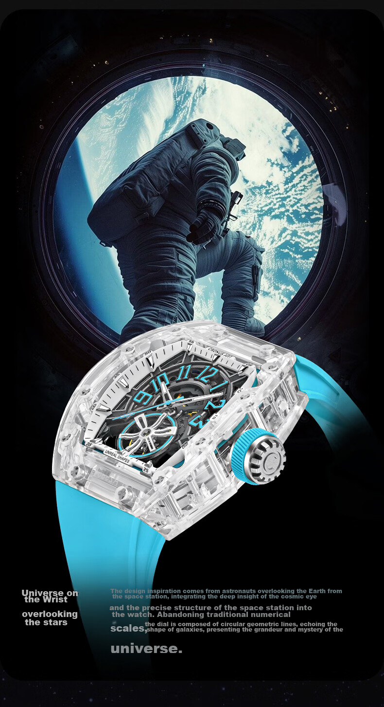 CRONUSART Kluos Crystal Mechanical Men's Watch Skeleton Automatic Luminous Wristwatch Gift 6