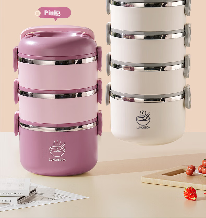 Ymer Multi-Layer Insulated Lunch Box Microwaveable Large Capacity Stainless Steel Double-Layer Bento Box for Office Workers 23