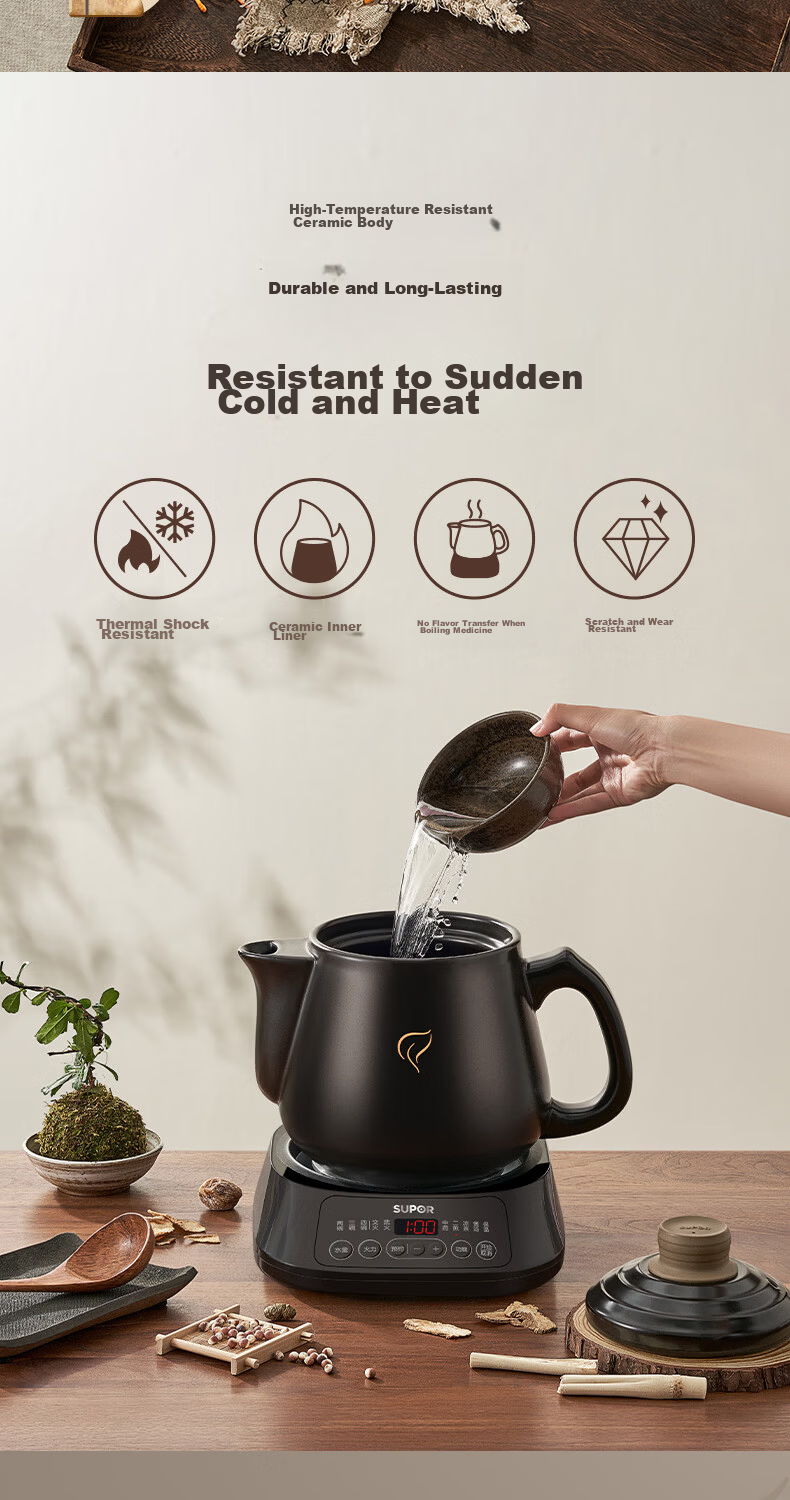 SUPOR 3L Herbal Medicine Pot Dual-Use Decoction and Medicinal Cuisine Cooker Fully Automatic Smart Appointment 600W Variable Frequency Two-Stage Detachable SW-30Y09 4