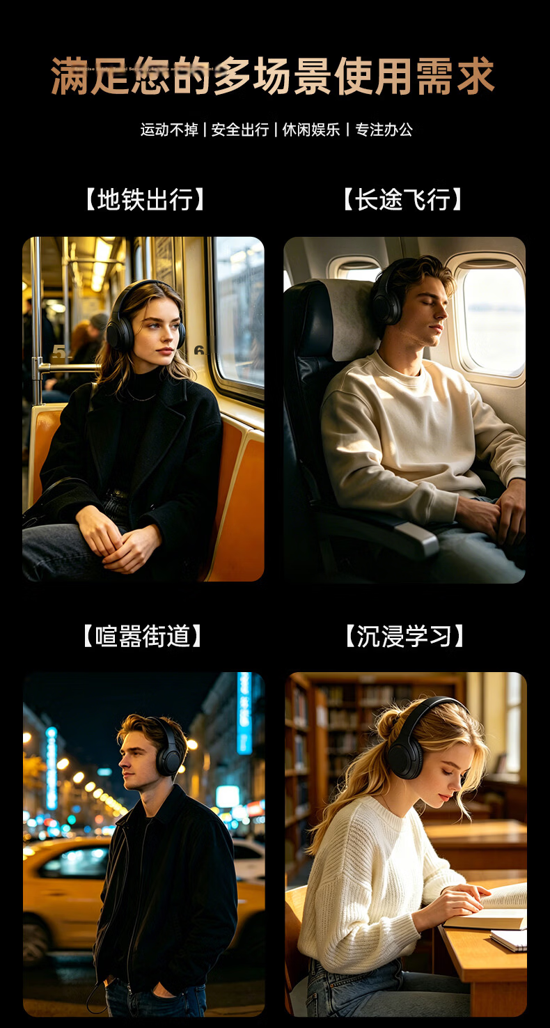 Viken Berlin Voice No.1 Bluetooth Headphones Over-Ear 2025 New Active Noise Cancelling Wireless Music Headset for PC Gaming Compatible with Apple Xiaomi 6