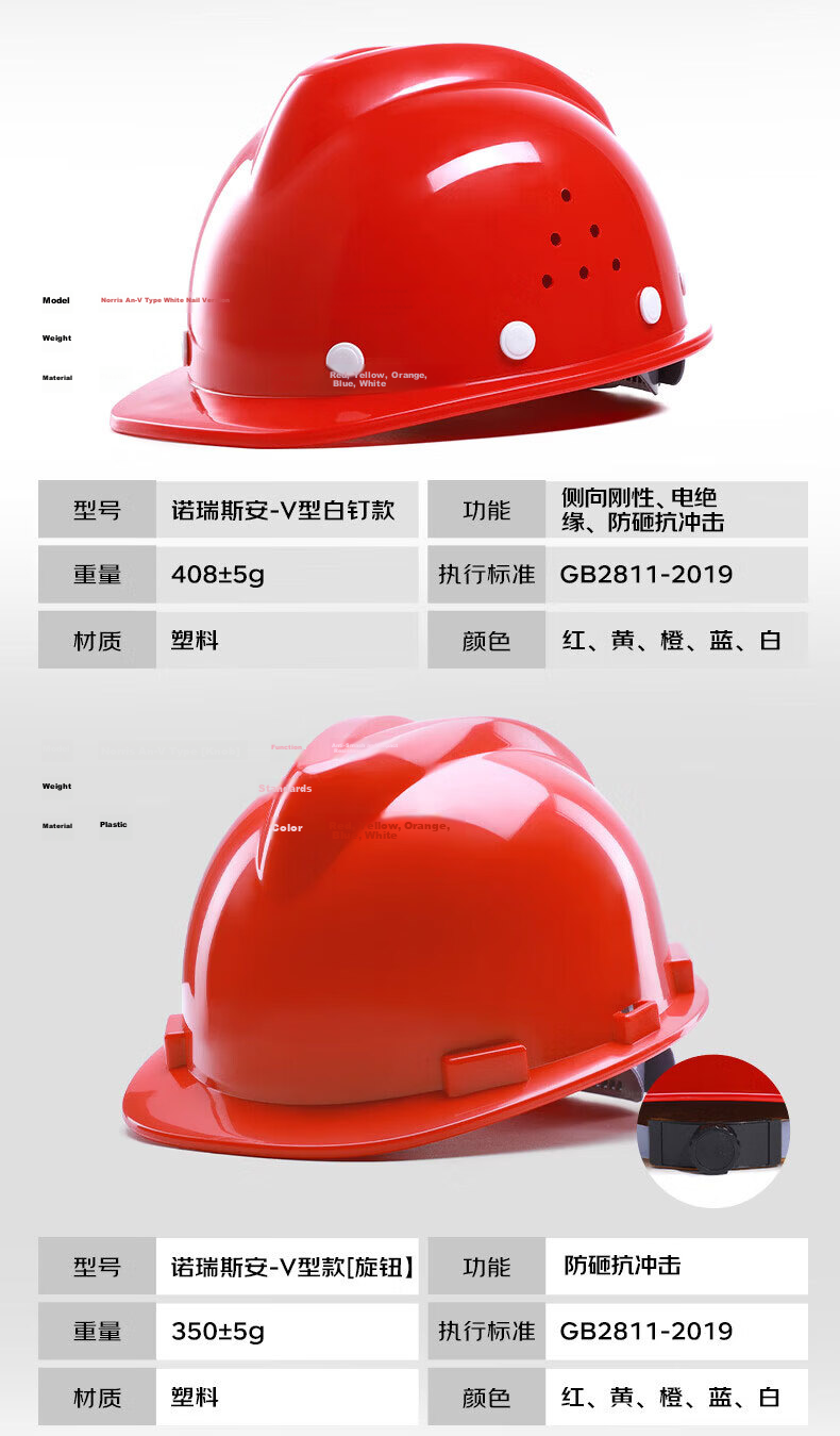 Norris ABS Safety Helmet Construction Site National Standard Thickened Anti-Smash Impact-Resistant Construction Engineering Helmet Enhanced Ventilated Yellow 11
