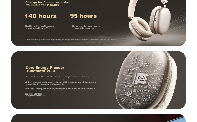 IKF Mars [Patent Dual-Sided Four-Drive Loop] Over-Ear Noise-Cancelling Bluetooth Headphones, Wireless And Wired, LDAC Protocol, Adaptive Noise Reduction, E-Sports Gaming, Low Latency, Distant Peak Blue 57