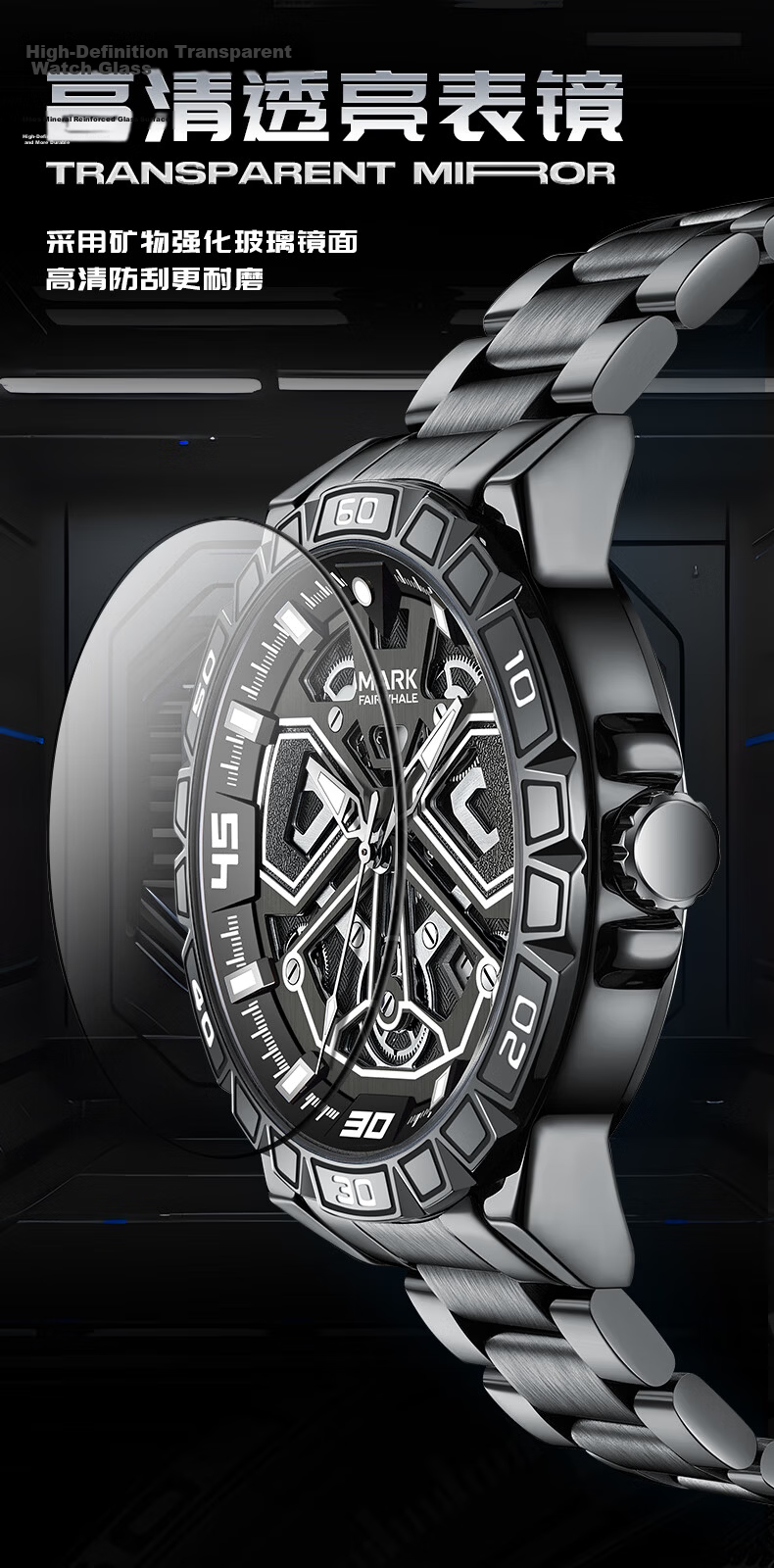 MARK FAIRWHALE Men's Watch Top Ten Famous Mechanical Luminous Waterproof National Brand Wristwatch Birthday Gift for Boyfriend 5049 4