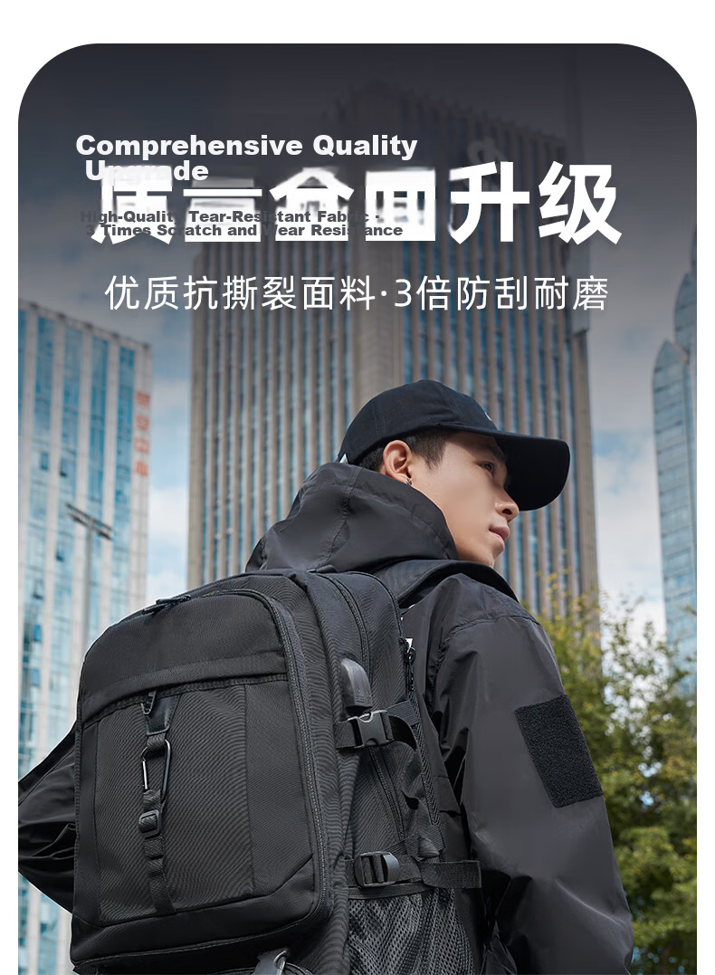 JINSHI WQ Travel Backpack, Men's Hiking Bag, Large Capacity, Long-Distance Outdoor Durable Backpack for Business Trips And Outdoor Trekking 1