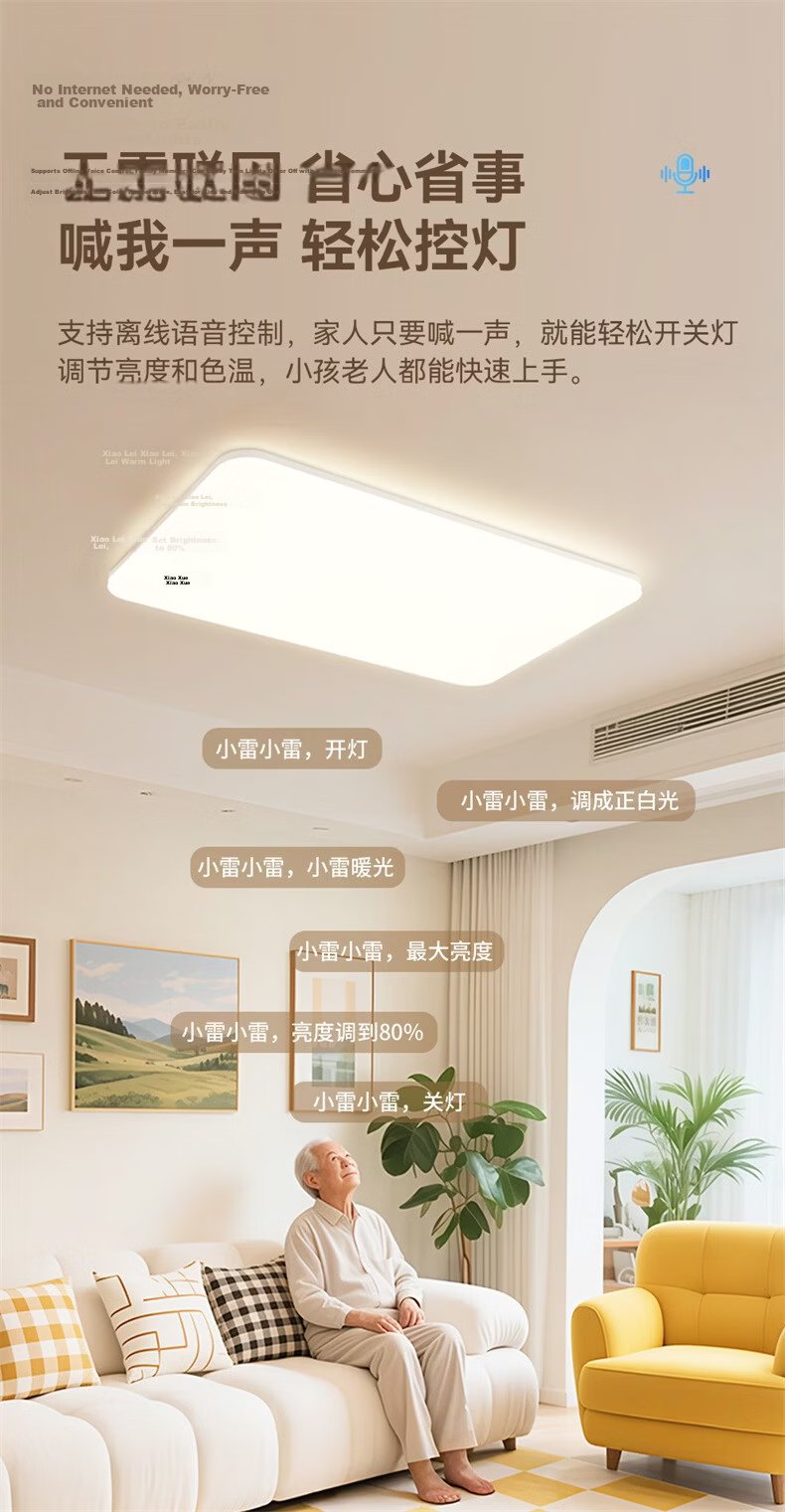 NVC Ceiling Light Living Room Main Light Bedroom Fixture Offline Voice Control Full Spectrum 2026 New Model with Installation Langyu 5