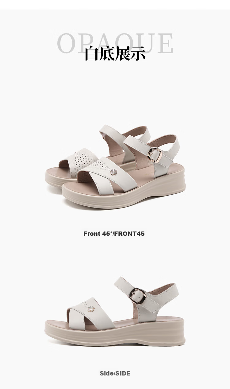 Red Dragonfly Women's Summer Sandals Soft Leather Sole Thick Non-Slip Beach Shoes for Middle-aged and Elderly WTK265061 Black Size 35 8