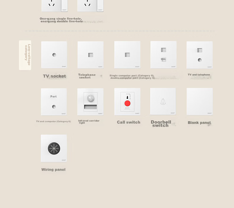 CHNT Switch Socket No-Paint Cream Style Large Panel Concealed Socket X1M Three-Hole 16A Socket Cheese Yellow 35