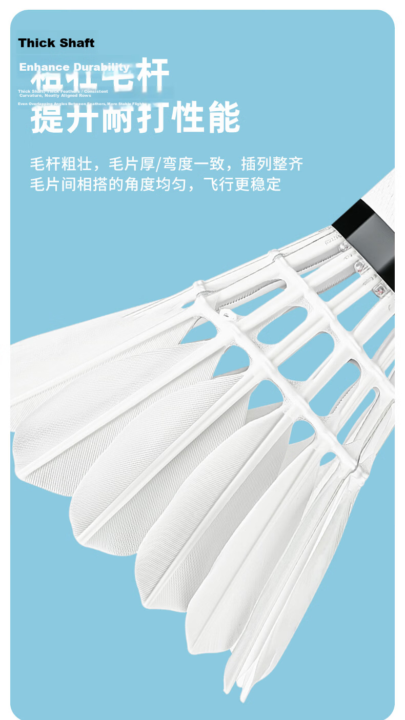 PEAK Badminton Shuttlecocks, Durable Training And Competition Balls, Duck Feather, Pack of 10, Yuwabang K10C 7