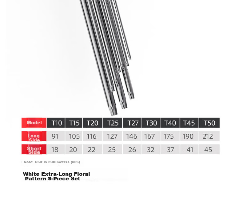 Delixi Electric Hex Key Wrench Set Hardware Repair Tools Hex Screwdriver S2 Steel 9-Piece Extended Flat/Ball Head 26
