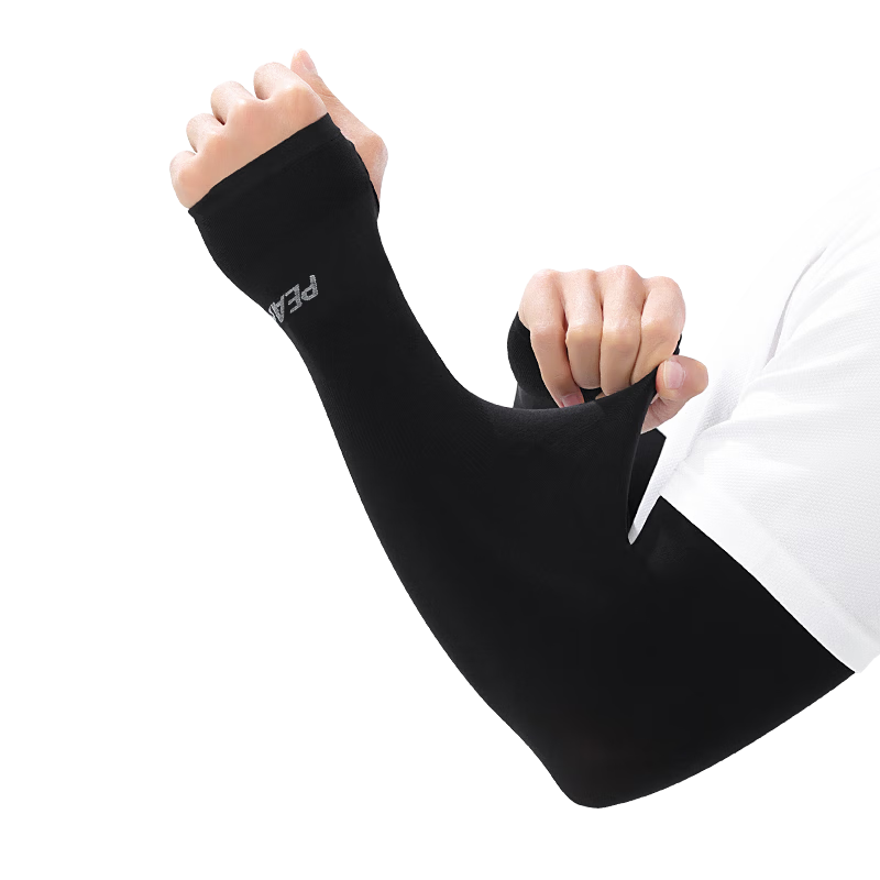 Peak Ice Silk UV Protection Arm Sleeves Unisex Cycling Sun Protection Fingerless Black