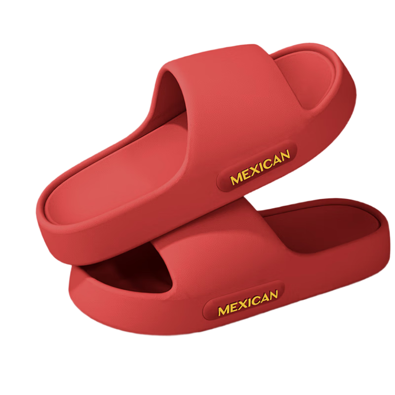 MEXICAN Men's and Women's Antibacterial Summer Slippers Non-Slip Bathroom Indoor Quiet Couple Red Size 40-41