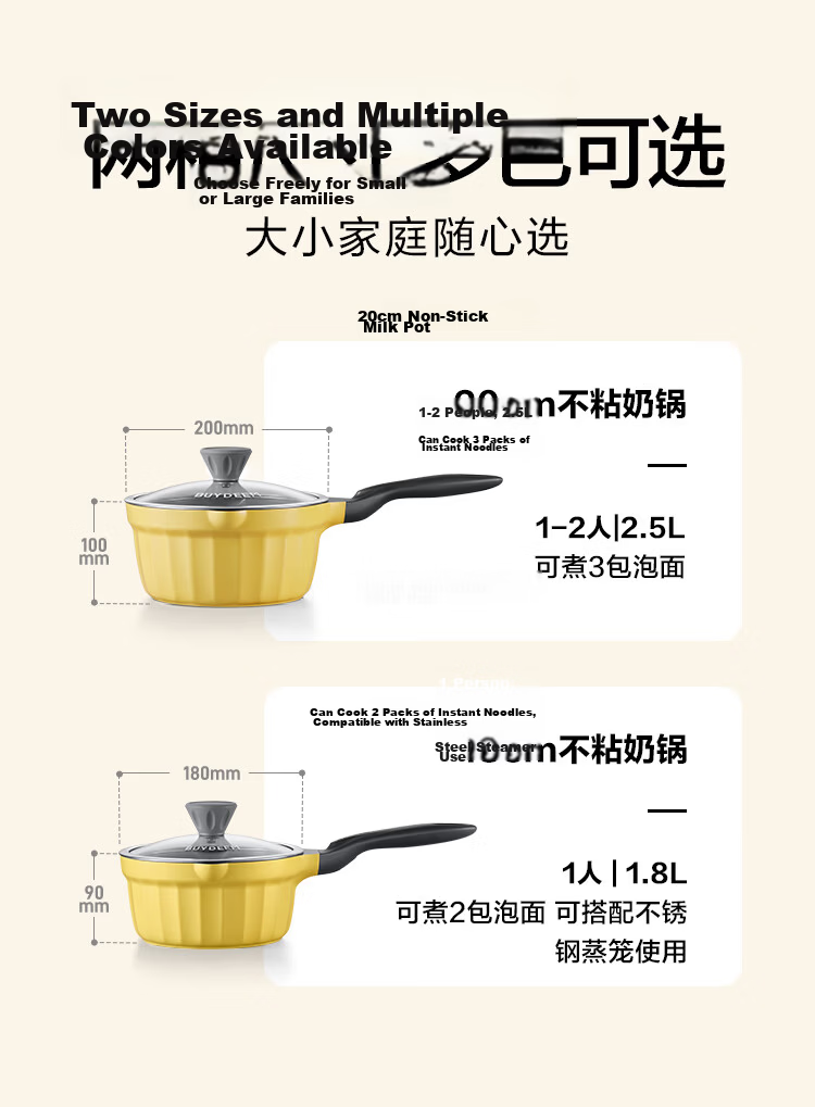 Buydeem 20cm Non-Stick Fluorine-Free Ceramic Milk Pot Soup Pot Baby Food Cooking Pot Light Cedar Green 11
