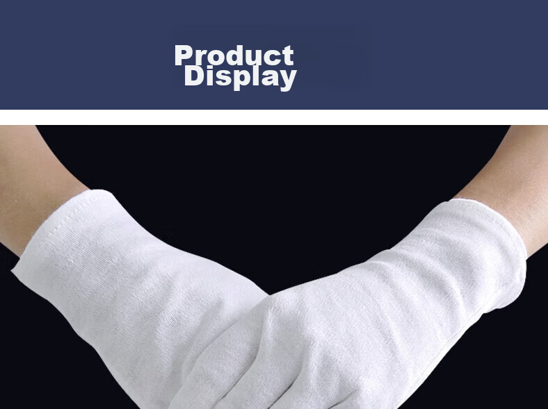Ams White Gloves Autumn Recruitment Etiquette Gloves Pure Cotton Thick Breathable Inspection Reception Work Gloves Large Size 12 Pairs A585 12