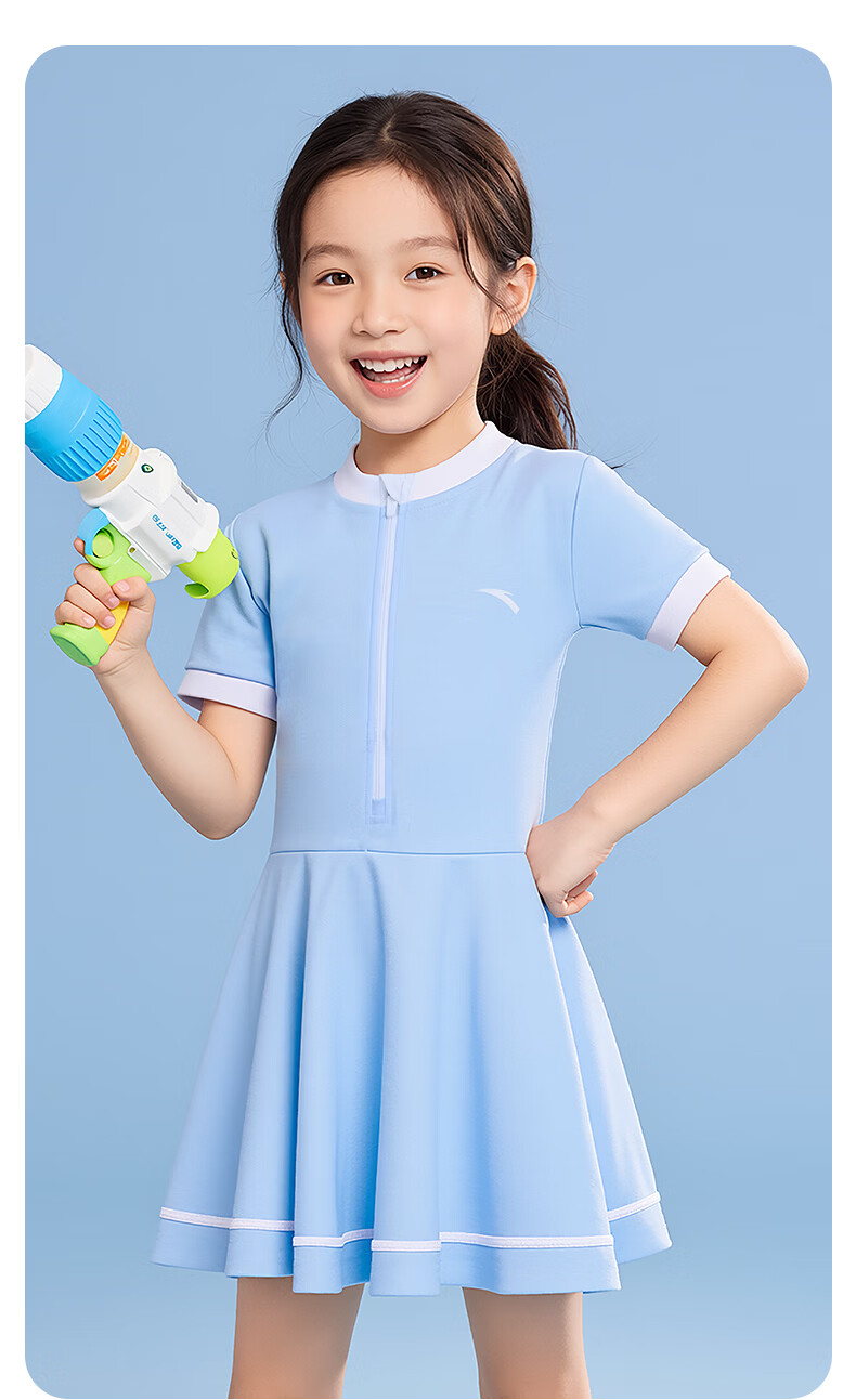 ANTA Kids Girls One-Piece Swimsuit Children's Student Baby Sun Protection Chlorine Resistant Quick-Dry Hot Spring Beach Swimwear for Girls 16