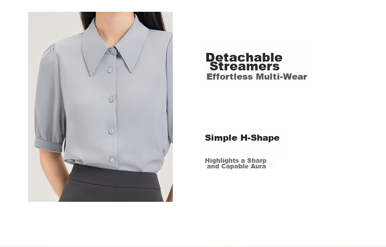 Dajiasi Blue Short Sleeve Shirt Women's Formal 2026 Summer New High-End Stylish Blouse Interview Shirt for Women 7