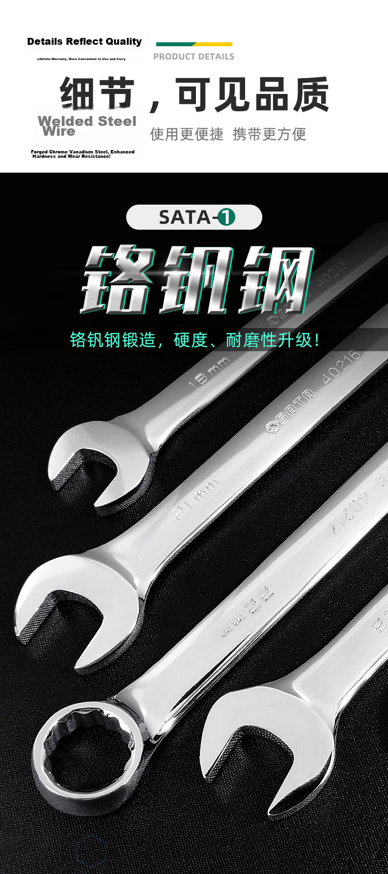 SATA 40208 13MM Fully Polished Dual-Use Wrench 5