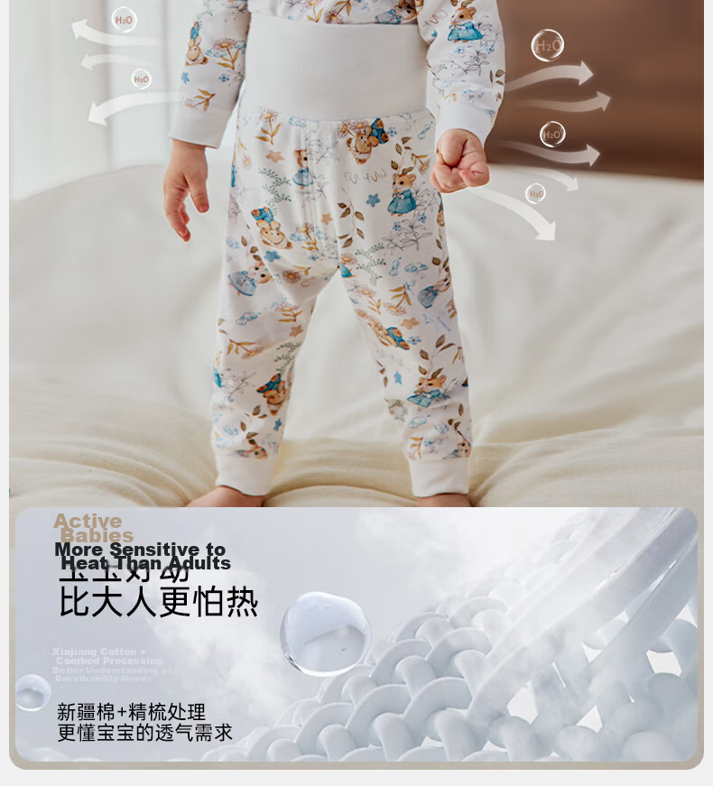 OUYUN Baby And Children's Pajamas, Spring And Autumn, for Boys And Girls, Pure Cotton, High-Waist Belly Protection, Warm Set, Hamster Bun, Size 73 12