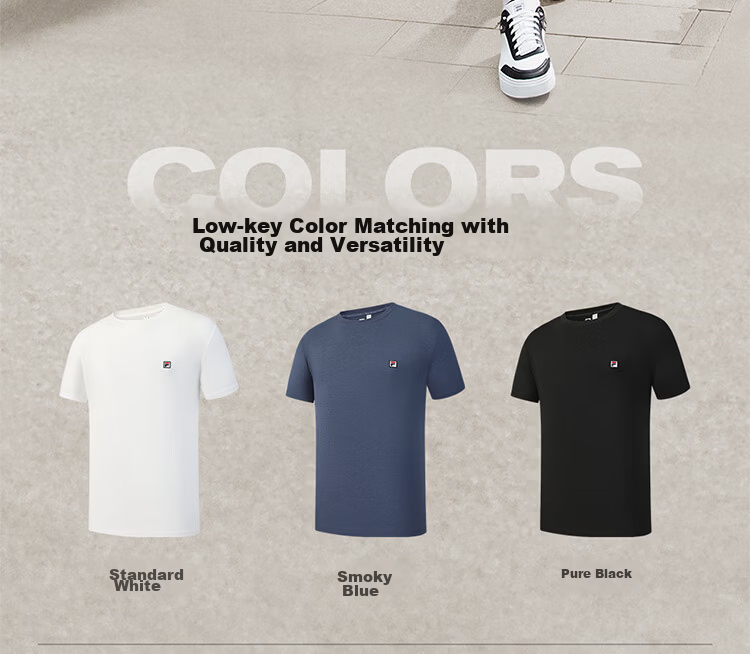 FILA Official Men's Short Sleeve T-Shirt 2026 Summer Tennis Moisture-Wicking Quick-Dry Knit Sun Protection Crew Neck Top 7