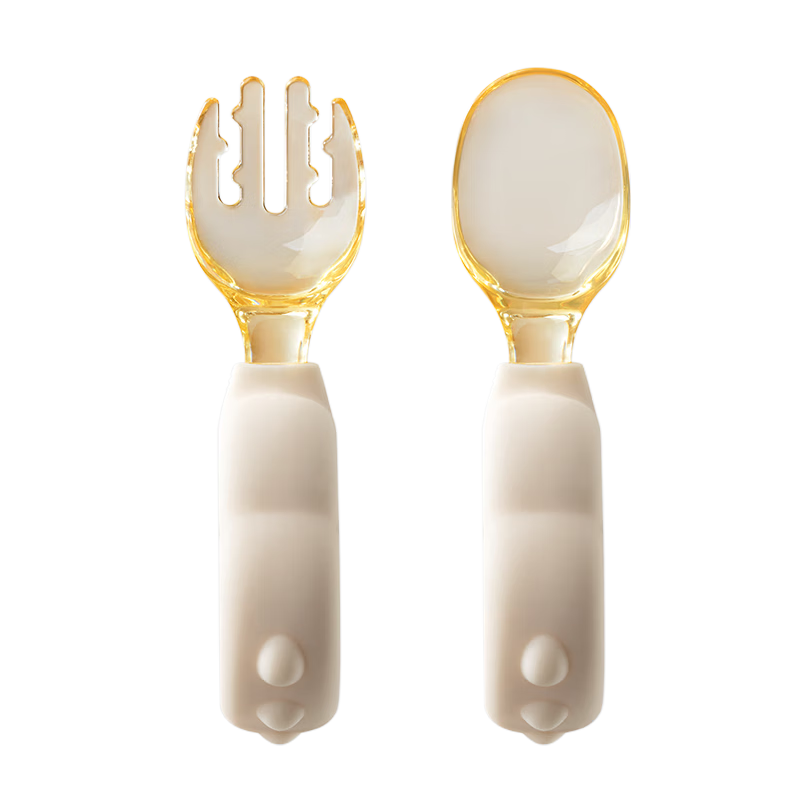 Betis Baby Feeding Spoon and Training Fork Set Cheese White