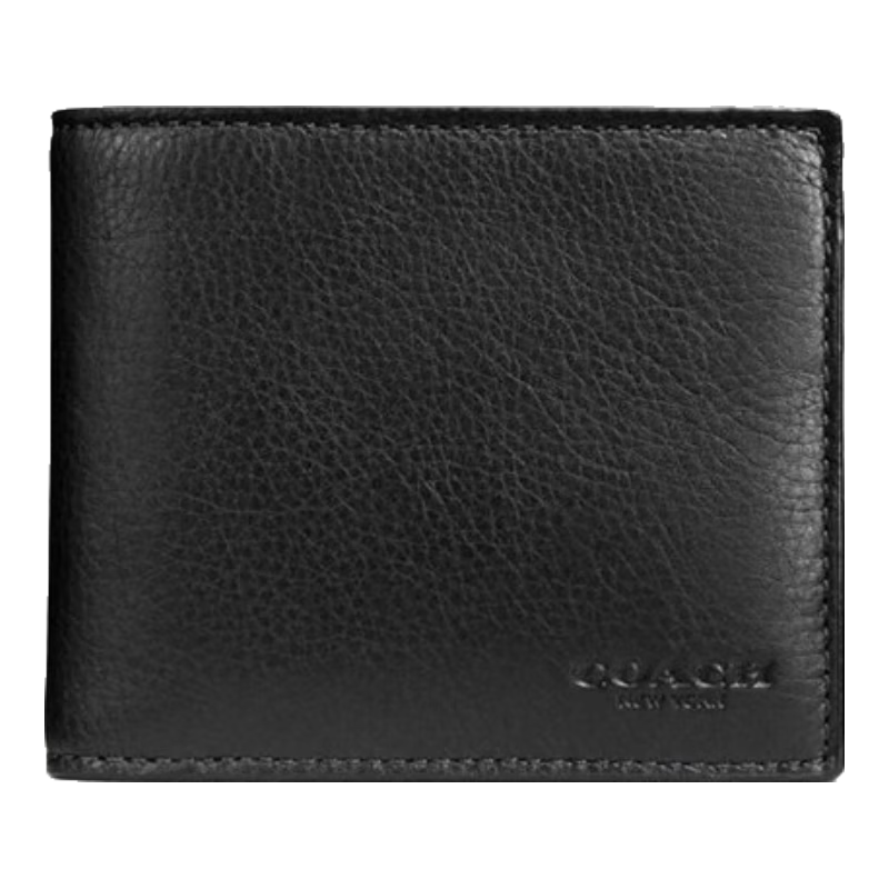 COACH Men's Short Folding Leather Wallet Card Holder Black CR911 Gift