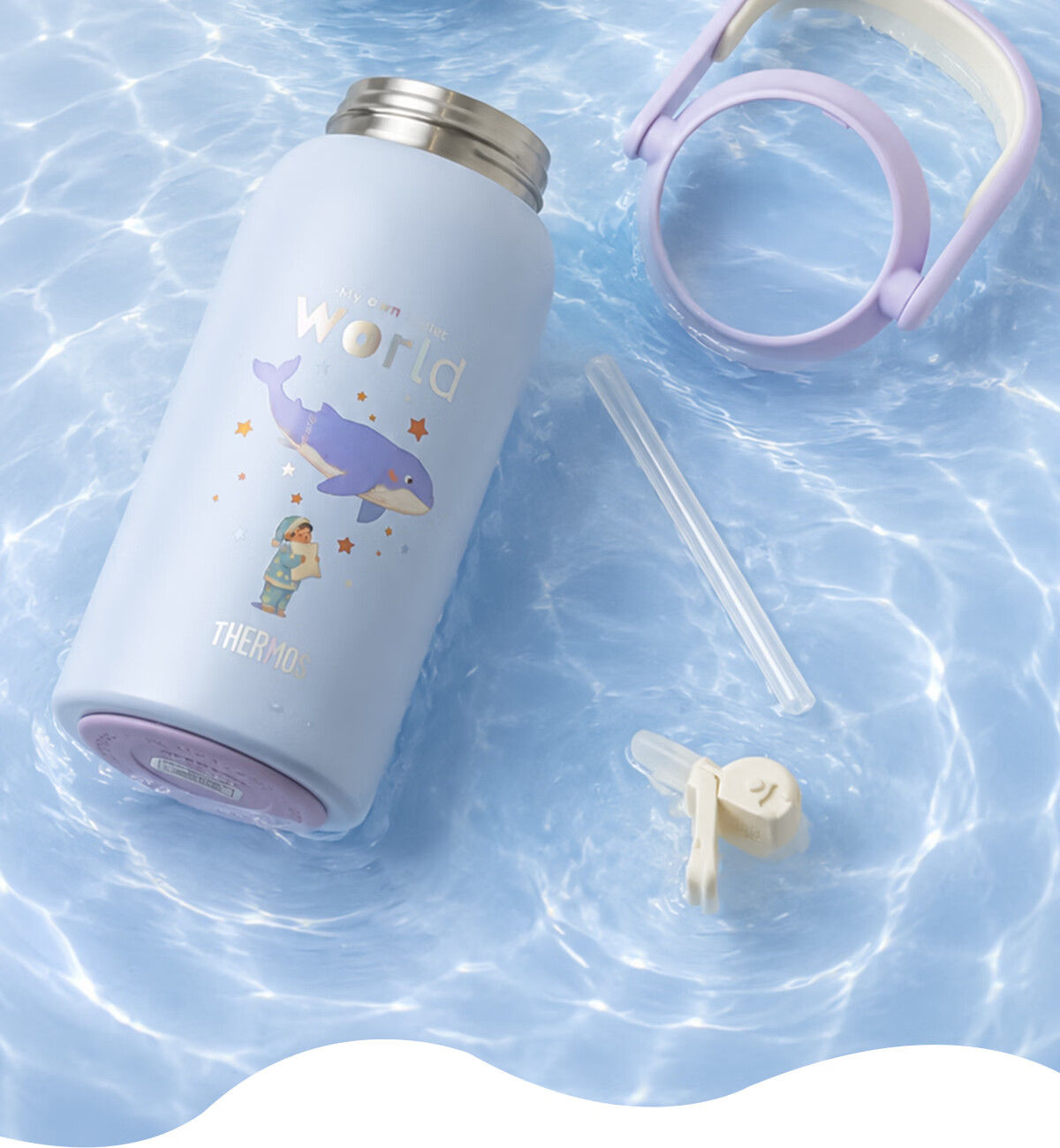 THERMOS Children's Insulated Cup, Dual-Drinking Design for Students Aged 6-12, School-Specific, 316L Stainless Steel Water Bottle, 520ml, Blue 8