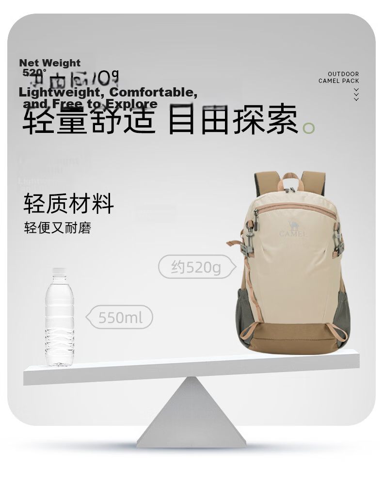 CAMEL "Cloud Shadow" Waterproof Men's Backpack Lightweight Travel Bag Student Outdoor Hiking Mountaineering Bag 12