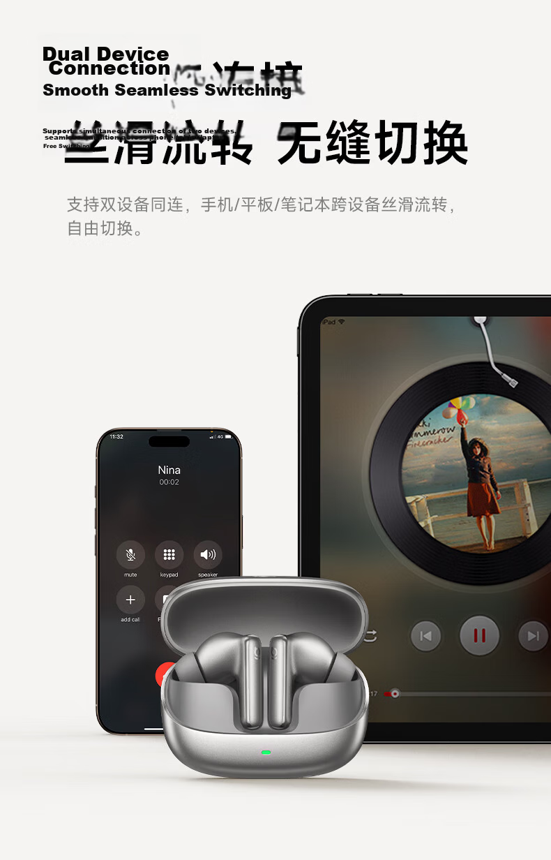 Baseus MP1 AI True Wireless Noise Cancelling In-Ear Earphones -55dB Adaptive Noise Reduction Compatible with Apple, Huawei, Oppo, Gift, Renewal Subsidy 38