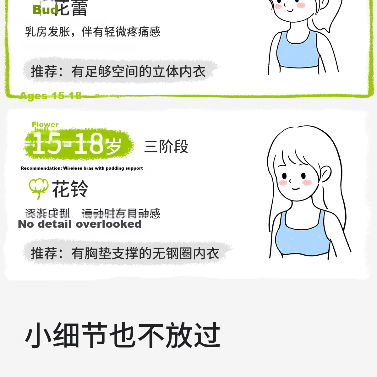 COCO SMART Adolescent Girls' Underwear, Junior High School Students 12-16 Years Old, Girls' Bra, Sports Shockproof Youth Development Vest 23