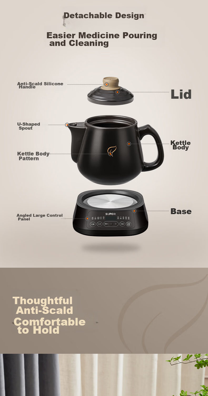 SUPOR 3L Herbal Medicine Pot Dual-Use Decoction and Medicinal Cuisine Cooker Fully Automatic Smart Appointment 600W Variable Frequency Two-Stage Detachable SW-30Y09 6