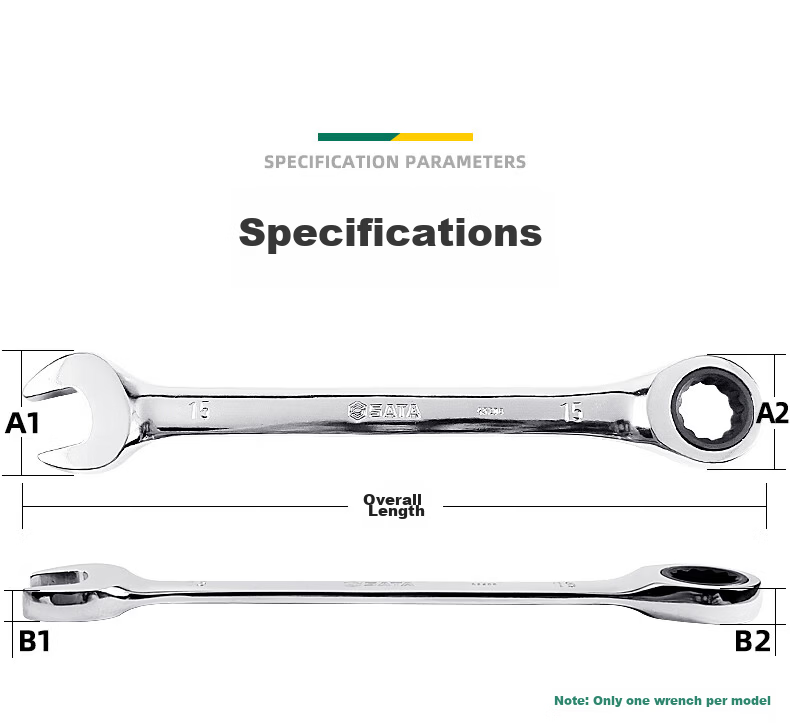 SATA Polished Dual-Use Quick-Release 13MM Open-End and Ratchet Wrench 43206 (Multiple Sizes Available) 3