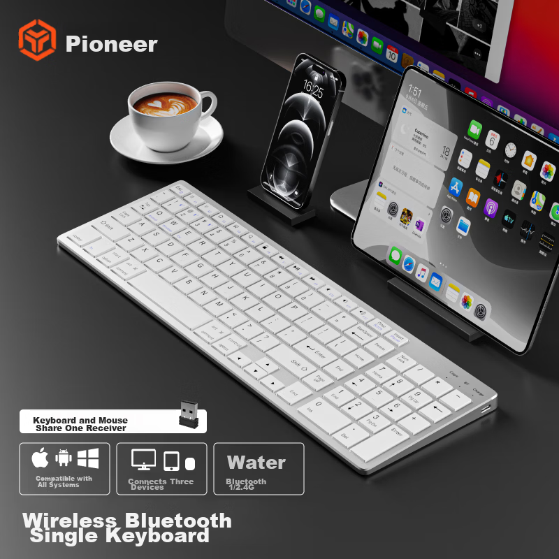 EWEADN Wireless Keyboard Silent Bluetooth Dual Mode Laptop Desktop Business Office Typing Portable Ultra-thin Scissor Switch Design 102 Keys Rechargeable Peripheral