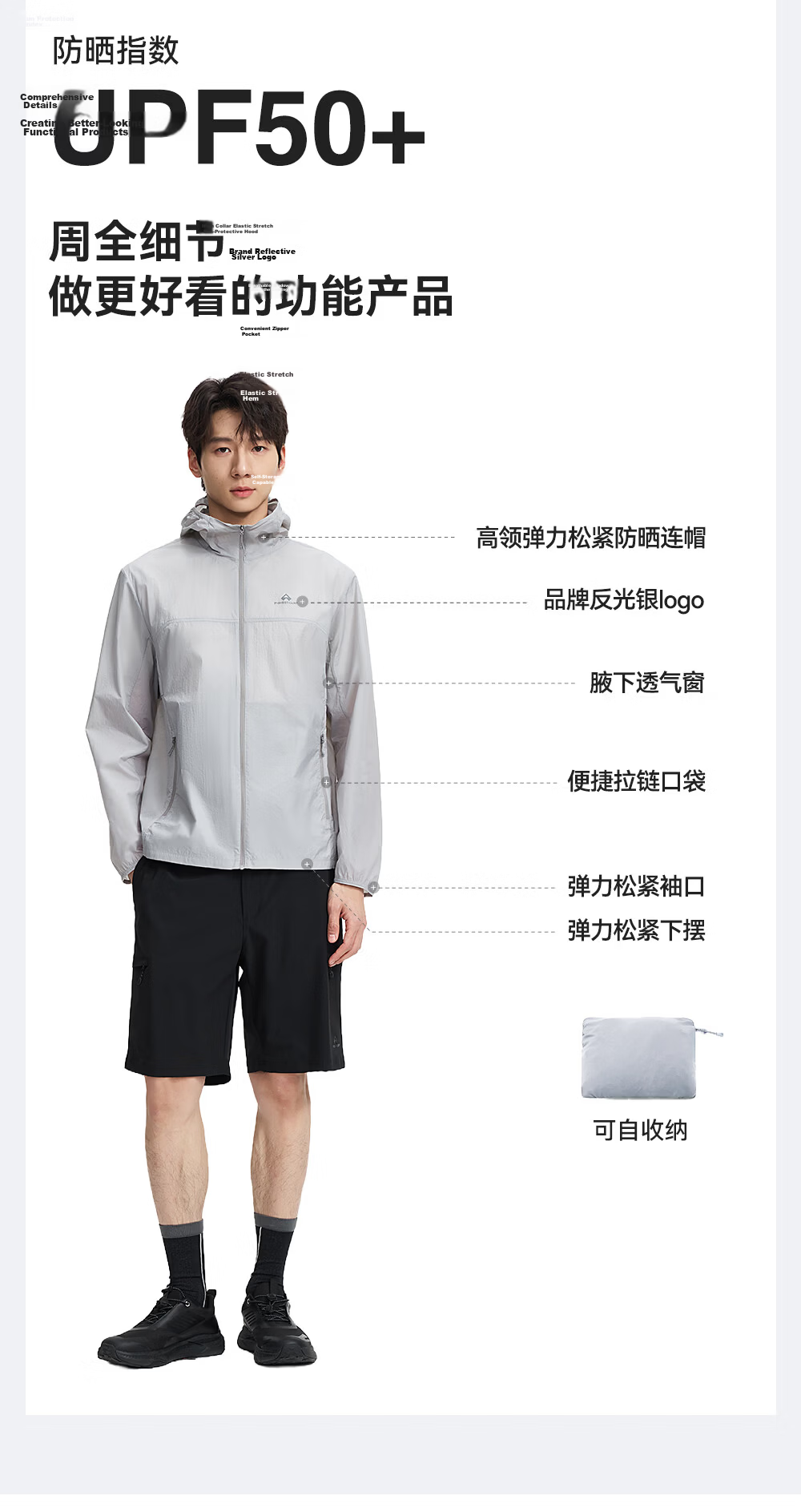 Toread Urban Outdoor UV Protection Hooded Jacket Men Summer New Lightweight Breathable Rainproof Sunscreen Coat 2