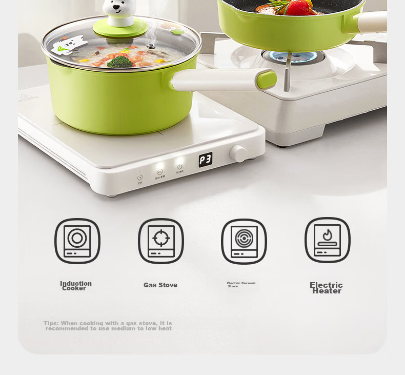 Babycare Baby Food Pot Milk Pot Children's Non-stick Frying Pan Multifunctional Milk Pot - Highland Original Power Green Lunch Box 10