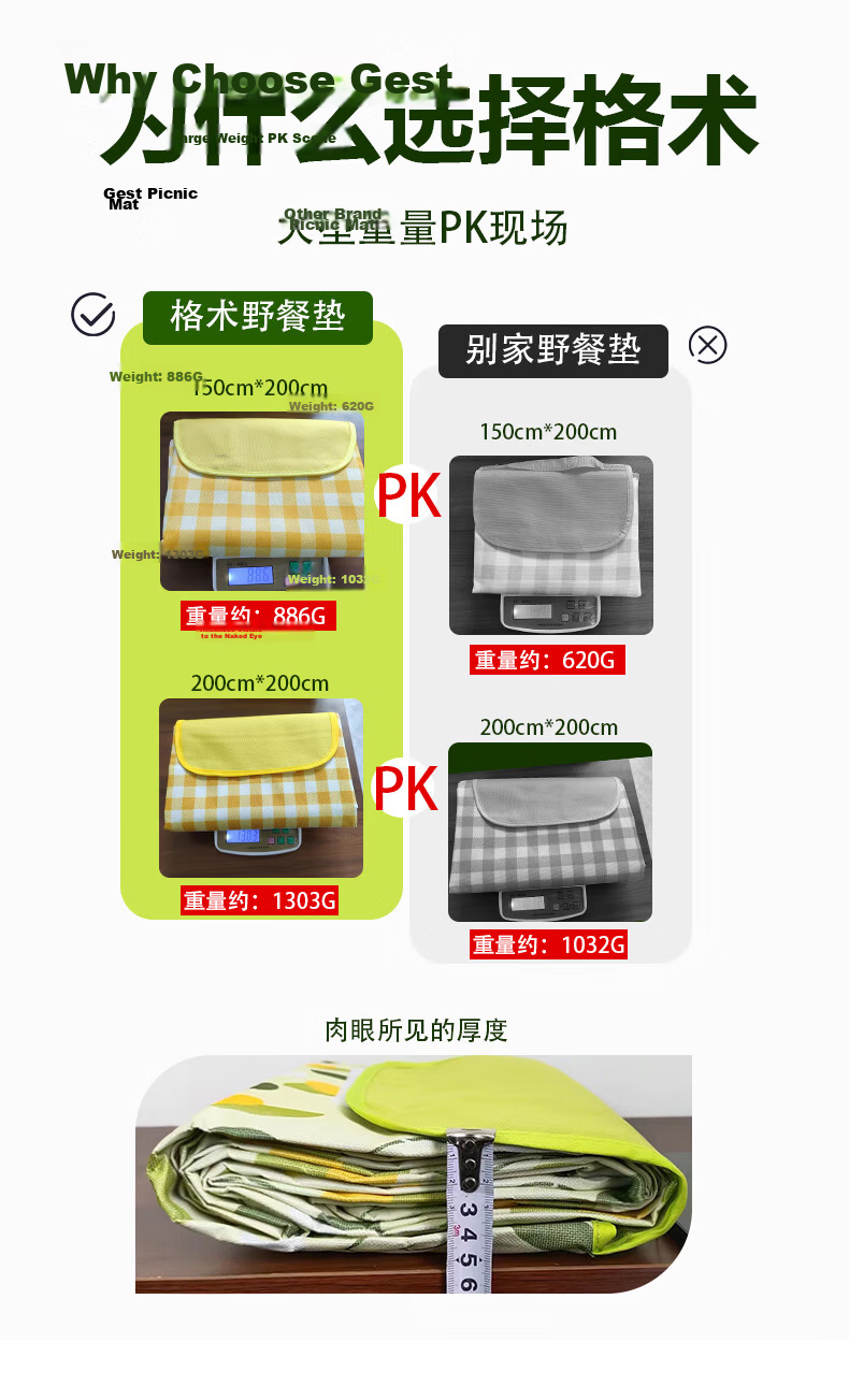 Geshu Thickened Large Picnic Mat Moisture-Proof Camping Mat Outdoor Cooking Ground Mat Foldable Portable Compact Tent Seat Cushion 2