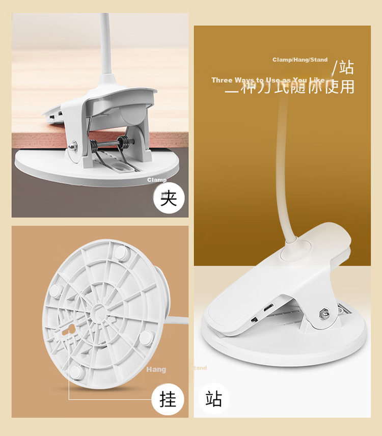 Datouren Rechargeable Eye Protection Desk Lamp Student Reading Writing Small Table Lamp Dorm Bedroom Bedside Adjustable Dimming Emergency Light 8