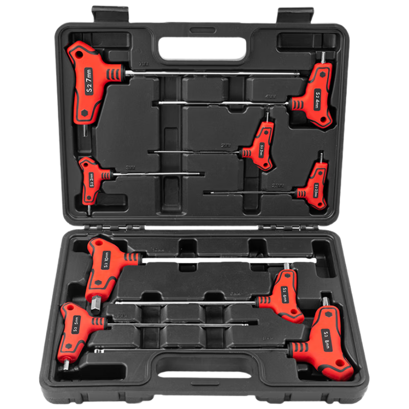 Kuanteng S2 Steel Hex Key Wrench Set T-Handle Double-Ended Hex Screwdriver 9-Piece Set