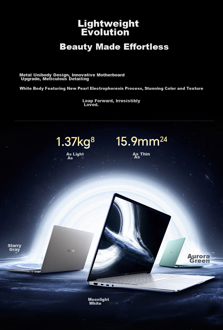 Honor MagicBook Pro14 AI Lightweight Laptop 92Wh Battery 14.6" U5-225H 32GB 1TB 3.1K Oasis Eye Protection Screen White 23
