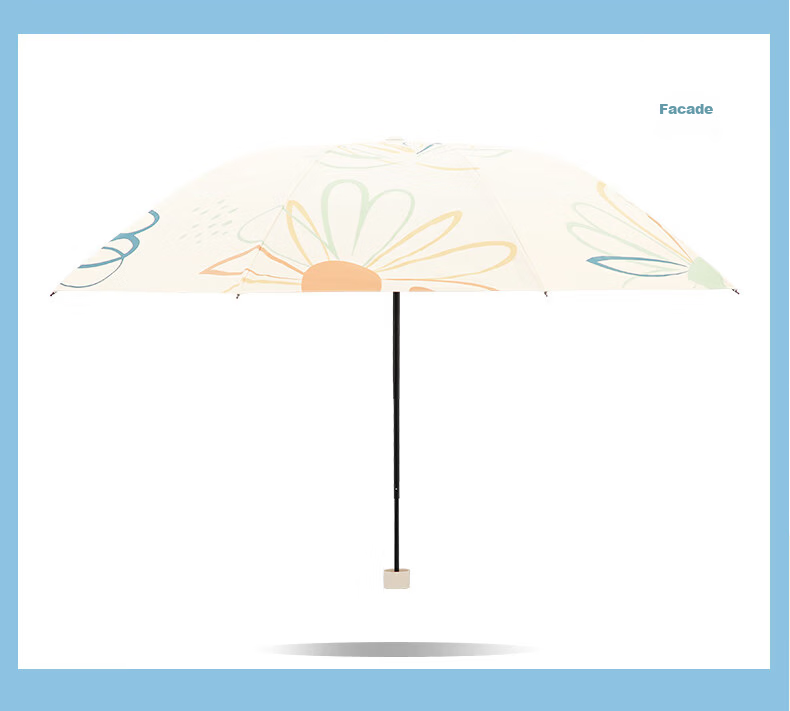Paradise Umbrella UV Protection Three-Fold Black Coated Portable Folding Sun and Rain Umbrella Sunshade Cheese Color 7