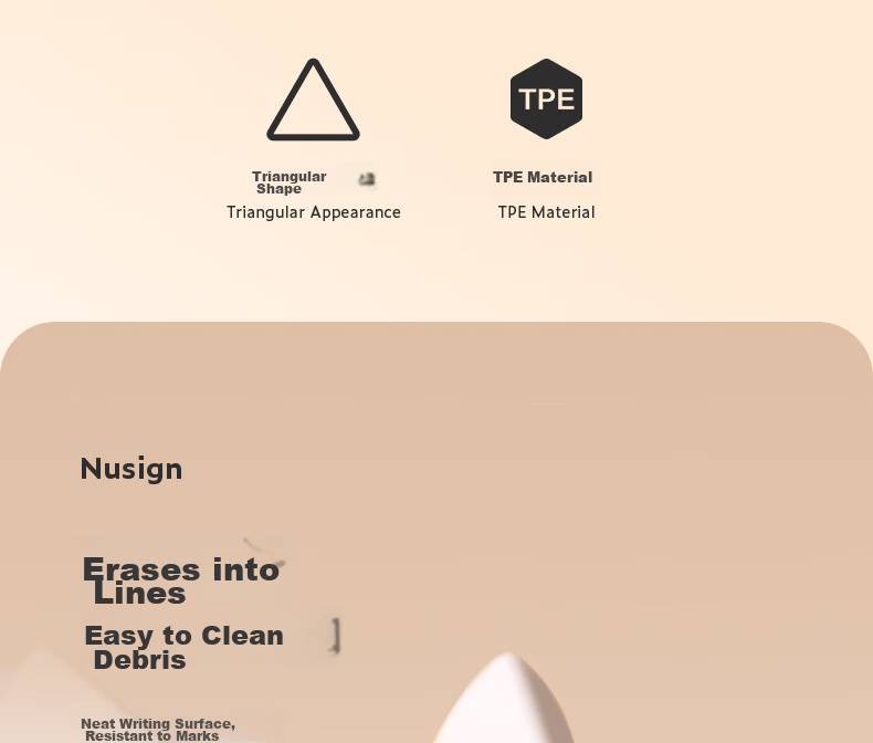 NUSIGN Deli Triangular Eraser for Students, Clean Erasing Without Residue, Sketch Art Eraser, 6-Pack, Best Online Price 4