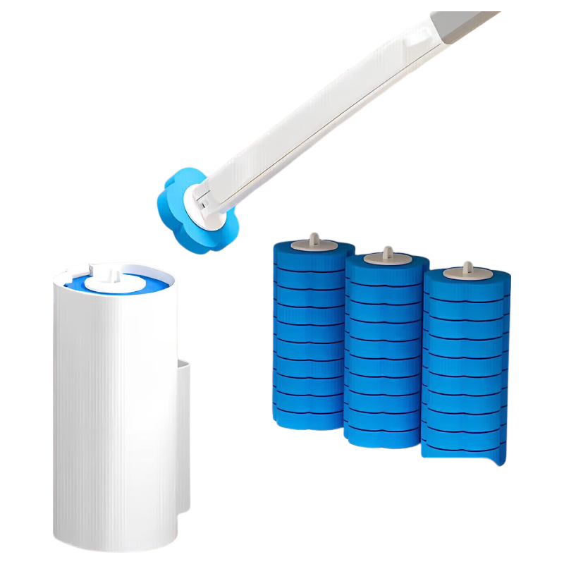 Bahainiao Disposable Toilet Brush, 18 Replaceable Heads with Built-In Cleaning Liquid, No Drilling Required, Toilet Cleaning Wonder