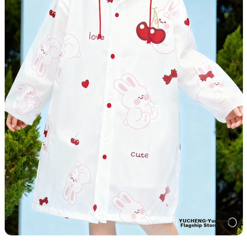 Yucheng Kids Raincoat Cartoon Print Elementary School Children Kindergarten Travel Portable Disposable Long Thickened Full-body Rain Poncho 9