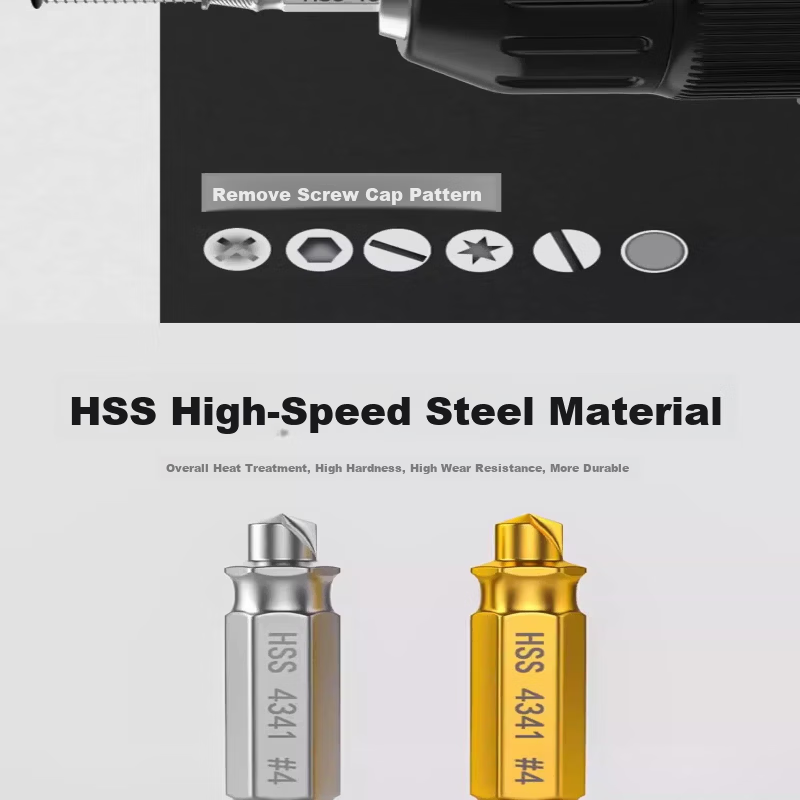 Gangyu Industrial Broken Screw Extractor Double-Ended Titanium Coated 5pc Plastic Box with Drill Bits Thread Repair Removal Tool 2