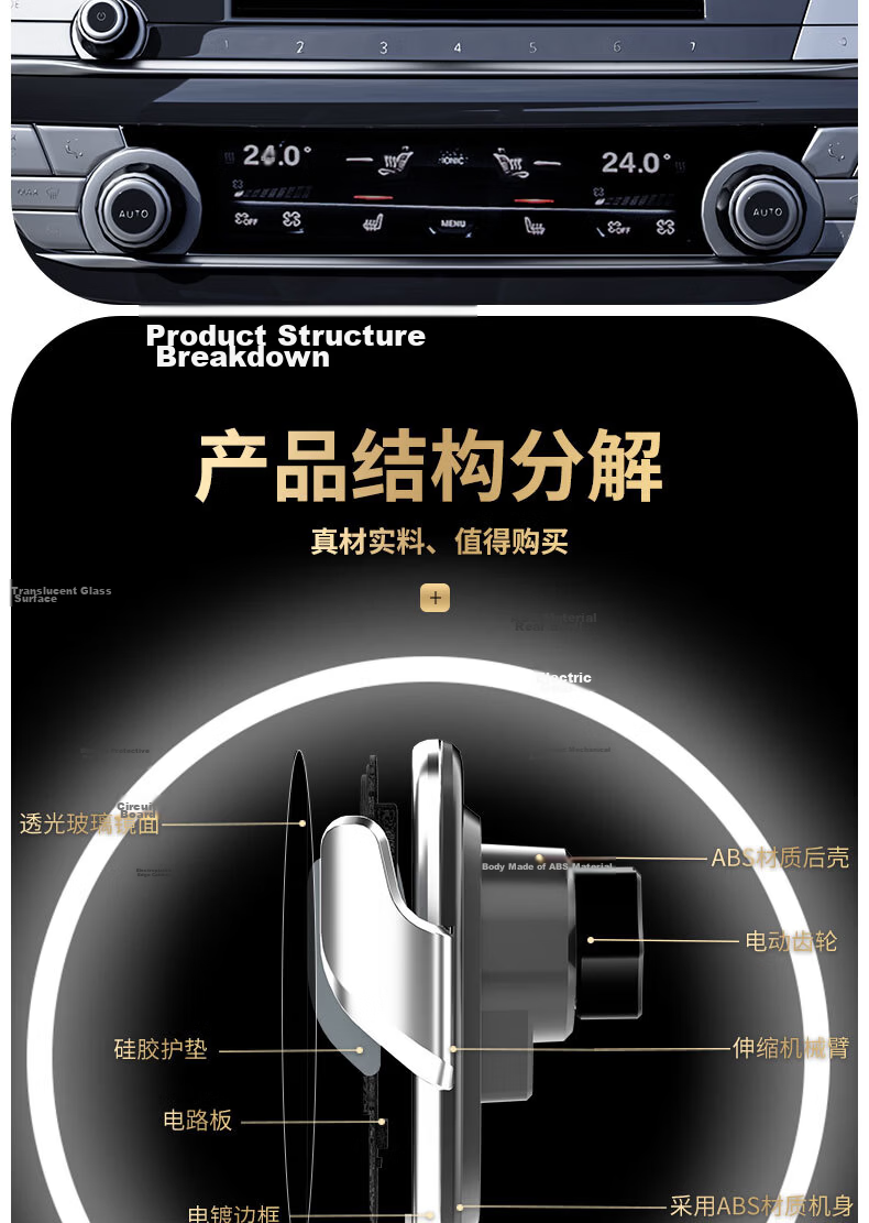 Newsmy Wireless Car Mount Charger Phone Holder for Toyota Sienna/Gravia Highlander RAV4 Camry Corolla 4