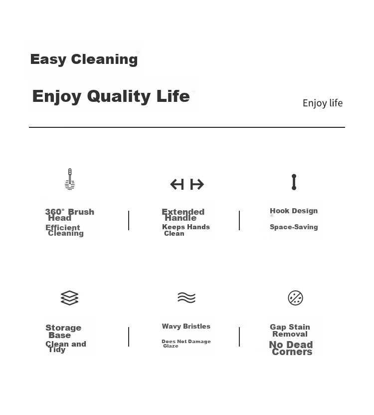 Grace Toilet Brush Wall-Mounted Extended Handle Bathroom Cleaning Brush 2