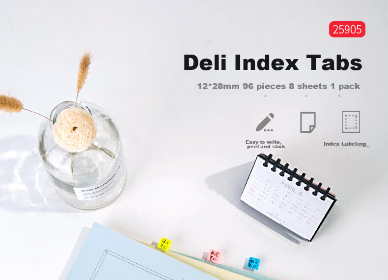 Deli 160 Small Index Tabs Labels Exam Review Key Points Classification Sticky Notes Memo Pads 12*28mm 21536 2