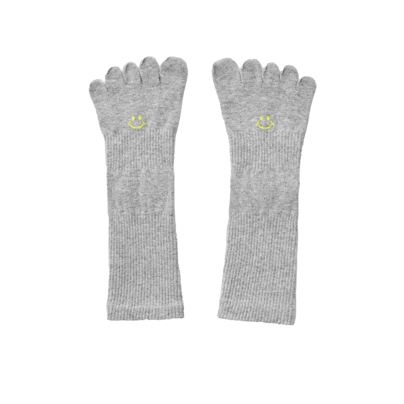 Yottoy Women's Yoga Socks Professional Pilates Non-Slip Mid-Calf Summer Thin Five-Toe Socks Meteorite Gray S